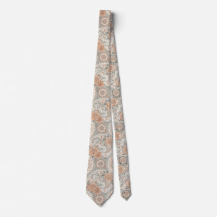 Elegant Vintage Victorian Floral Peach Sage Tie