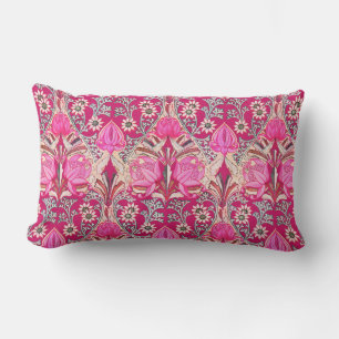 Elegant Vintage Victorian Pink Flowers Pattern Lumbar Cushion