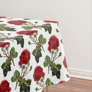 Elegant Vintage Victorian Red Rose Floral Pattern Tablecloth