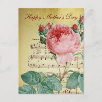 Elegant Vintage Victorian Rose Antique Music Notes