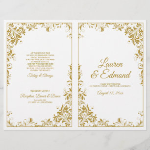 Elegant Vintage Vines Wedding Programs in Gold