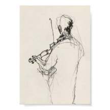 Elegant Vintage Violin Player Sketch - Premium