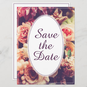 Elegant Vintage Wedding Announcement, Flower Motif