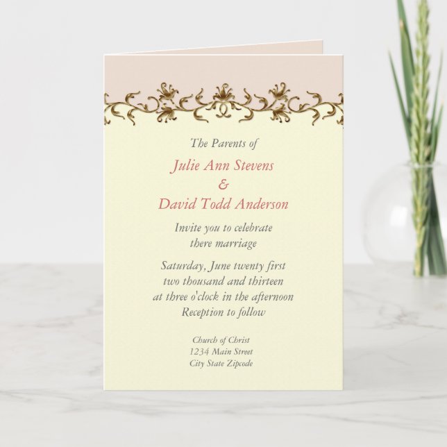 Elegant Vintage Wedding Invitation (Front)