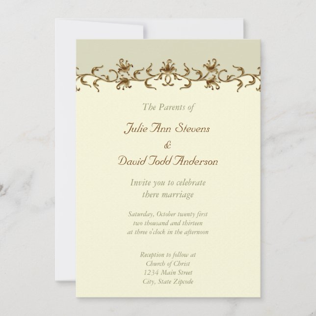 Elegant Vintage Wedding Invitation (Front)