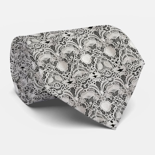 Elegant Vintage Wedding Lace Classic Tie (Rolled)