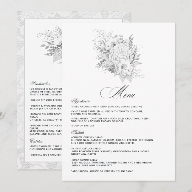 Elegant Vintage Wedding Menu (Front/Back)