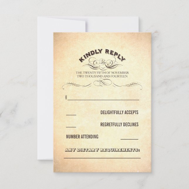elegant vintage wedding RSVP cards (Front)