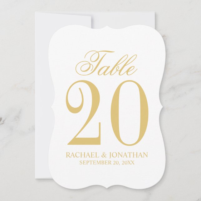 Elegant Vintage Wedding Table Number Card (Front)
