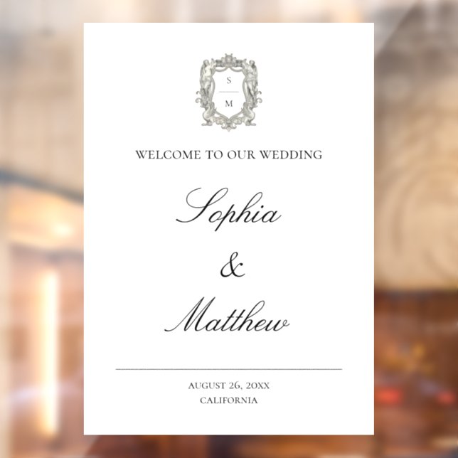 Elegant Vintage Wedding Welcome Sign Window Cling  (Sheet 2)