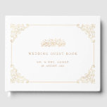 Elegant Vintage White Gold Script Muslim Wedding Guest Book<br><div class="desc">This is an elegant, luxury style Islamic Muslim wedding guestbook with a white colour hardcover. There is a romantic, gold script font written on the front with arabic calligraphy text mentioned on top. There is an antique golden baroque scroll leaf filigree in the corner of the frame design. You can...</div>