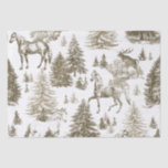 Elegant Vintage White Horses in Snow Woods Toile  Tissue Paper<br><div class="desc">Classic French blue toile de jouy pattern with white horses and deer in snowy mountain winter wonderland made into a seamless pattern. The horse is a majestic animal that embodies the spiritual power of independence, freedom, nobleness, endurance, confidence, triumph, heroism and competition. Its symbol is associated with strength, courage and...</div>
