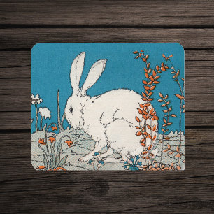 Elegant Vintage White Rabbit Mouse Pad