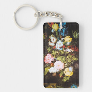 Elegant Vintage Wildflower Artwork Key Ring