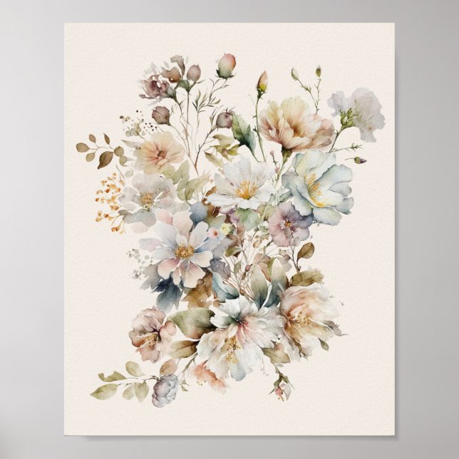 Elegant Vintage Wildflower Artwork Poster (Front)