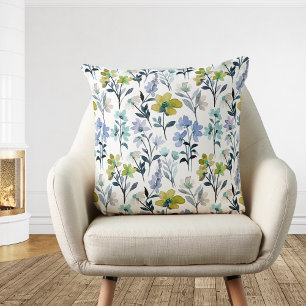 Elegant vintage wildflowers floral pattern cushion