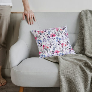 Elegant vintage wildflowers floral pattern  cushion