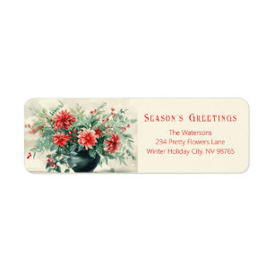 Elegant Vintage Winter Floral Return Address Label