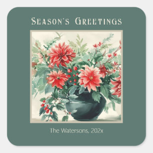 Elegant Vintage Winter Floral Sticker