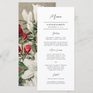 Elegant Vintage Winter Florals Wedding Menu