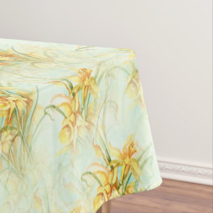 Elegant Vintage Yellow Daffodils Floral Flower  Tablecloth
