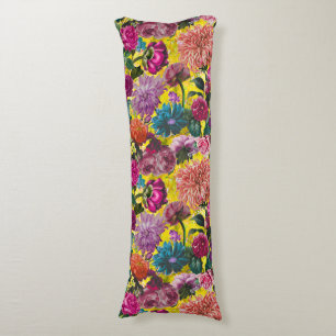 Elegant Vintage yellow Floral monogram Body Cushion