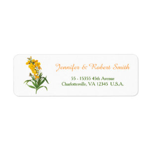 Elegant vintage yellow flowers bride and groom return address label