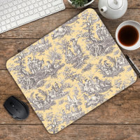 Elegant vintage yellow grey toile de jouy 