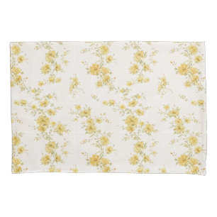Elegant Vintage Yellow Roses Floral Pattern Pillowcase