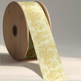 Elegant vintage yellow toile de jouy satin ribbon