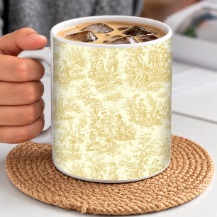 Elegant Vintage Yellow Toile French Countryside Coffee Mug