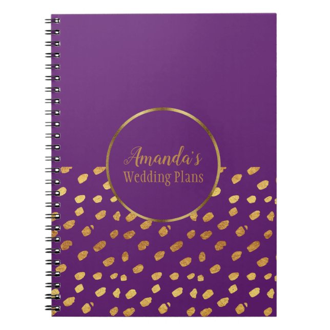 Elegant Violet and Gold Wedding Plans Journal (Front)