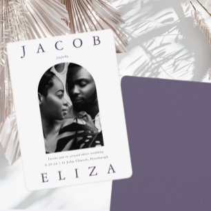 Elegant Violet Arch Photo Wedding Invitation