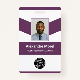 Elegant Violet Business Identification ID Badge