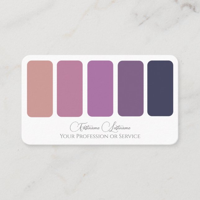 Elegant violet colour palette calligraphy QR-Code Business Card (Front)