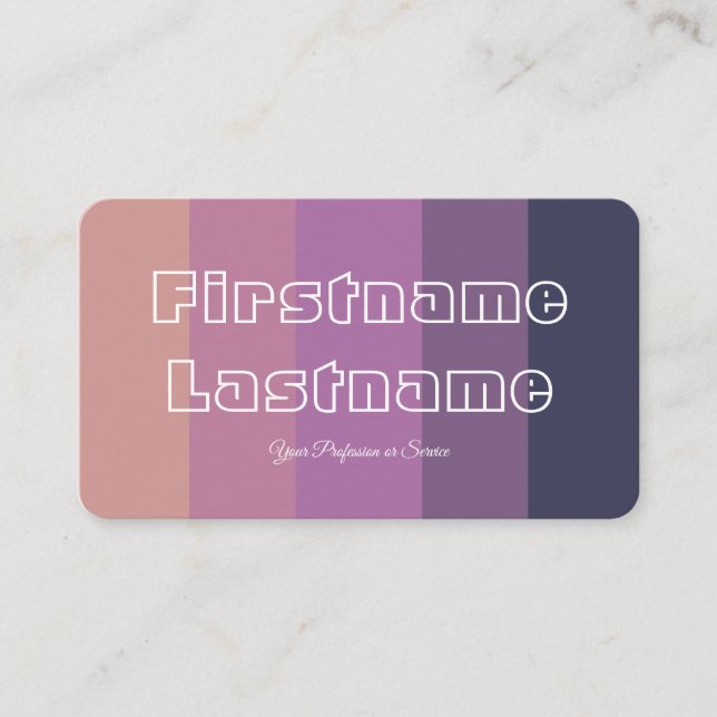 Elegant violet colour palette calligraphy QR-Code Business Card (Front)