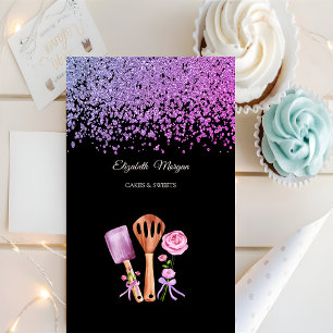 Elegant Violet Diamonds Bakery Tools Flowers Business Card