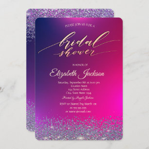 Elegant Violet Diamonds Ombre Bridal Shower  Invitation