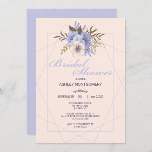 Elegant Violet Five Petal Roses Bridal Shower Invitation