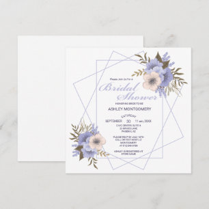 Elegant Violet Five Petal Roses Bridal Shower Invitation