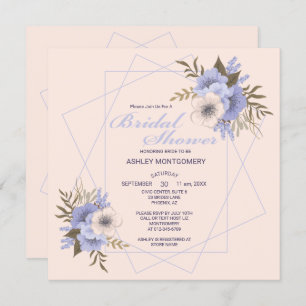 Elegant Violet Five Petal Roses Bridal Shower Invitation