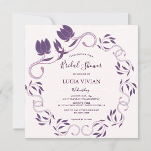 Elegant Violet Floral Bridal Shower Invitation