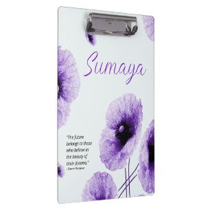 Elegant Violet Floral Clipboard Customizable
