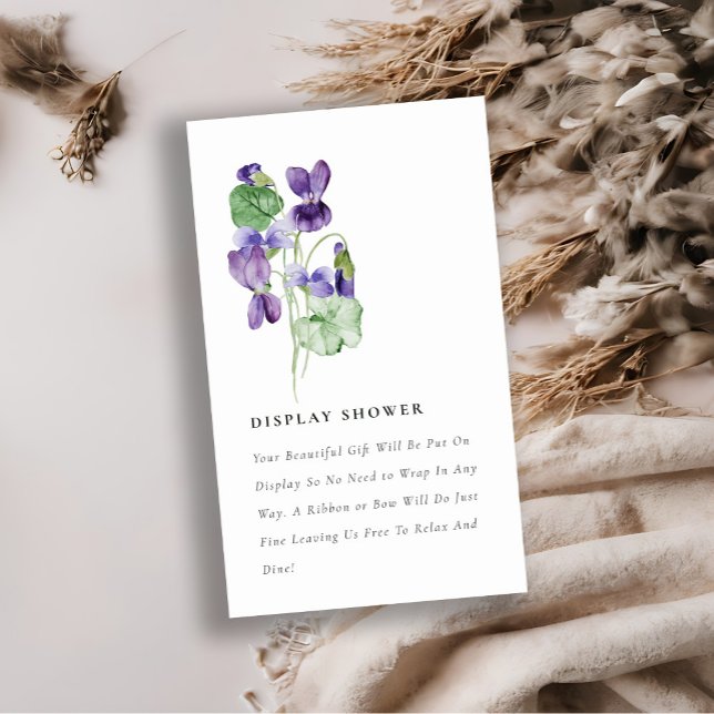 Elegant Violet Floral Display Shower Baby Shower Enclosure Card (Creator Uploaded)