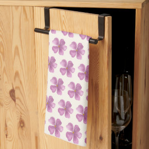 Elegant Violet Flower Tea Towel