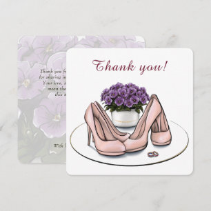 Elegant Violet Flowers Lesbian Flat Wedding Thank You Card