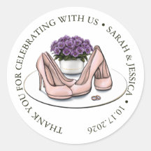 Elegant Violet Flowers Lesbian Wedding Favour Stic