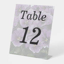 Elegant Violet Flowers Lesbian Wedding Table Numbe