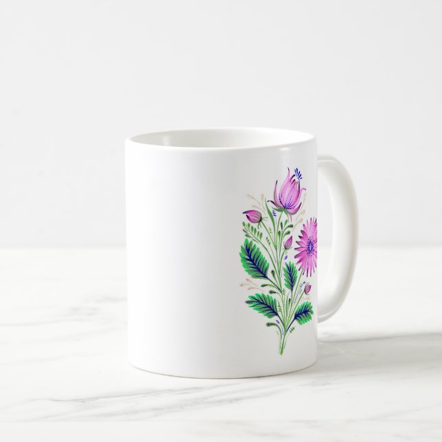 Elegant Violet Flowers Mug (Front Right)