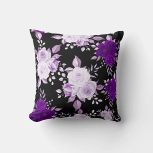 Elegant Violet Flowers Seamless Floral Pattern Cushion